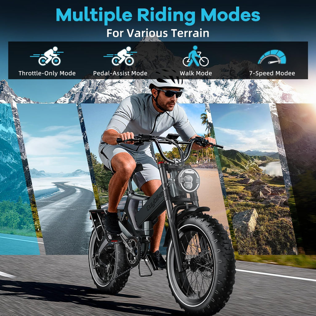 3000W/2000W Peak Dual Motor/Single Motor Foldable Electric Bike for Adults, 52V 30Ah Removable Battery, 35 MPH & 120 Miles, 20'x4.0' Fat Tire Mountain Bicycle, Magnesium Alloy Frame Dirt Ebike