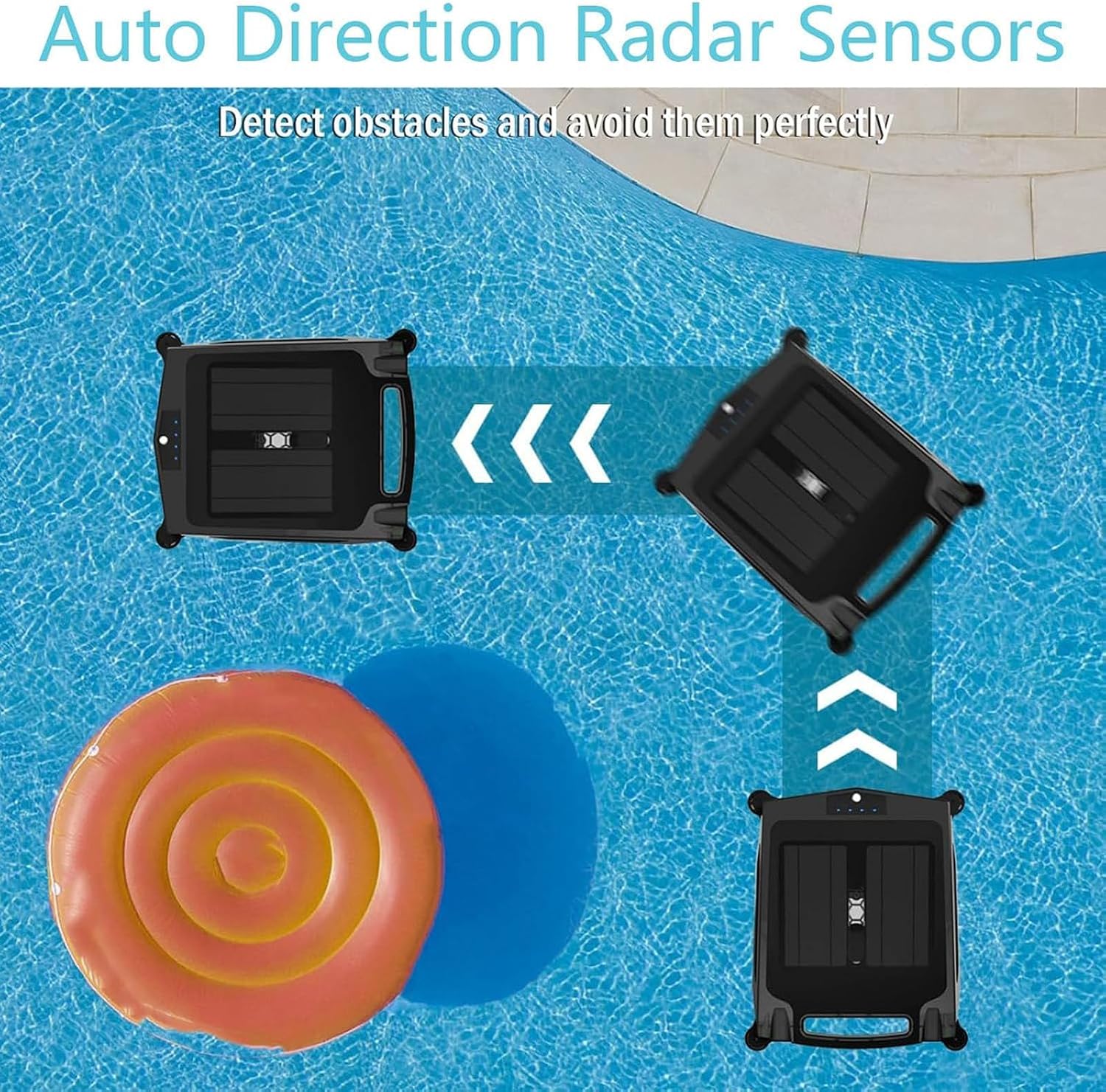 Solar Pool Skimmer, 2 Modes,Dual Charging Modes, Smart Obstacle Avoidance, for All Swimming Pool Types