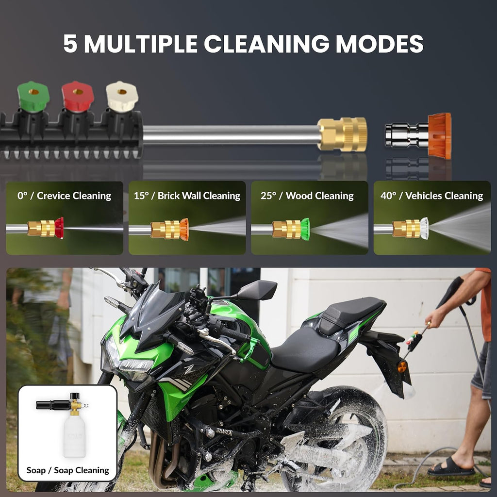 Giraffe Tools Grandfalls Retractable Wall Mount Pressure Washer Plus, Electric Power Washer with 100ft Pressure Hose, Max 2900PSI 2.2 GPM, Automatic Rewind, Any Length Lock, Dark Silver