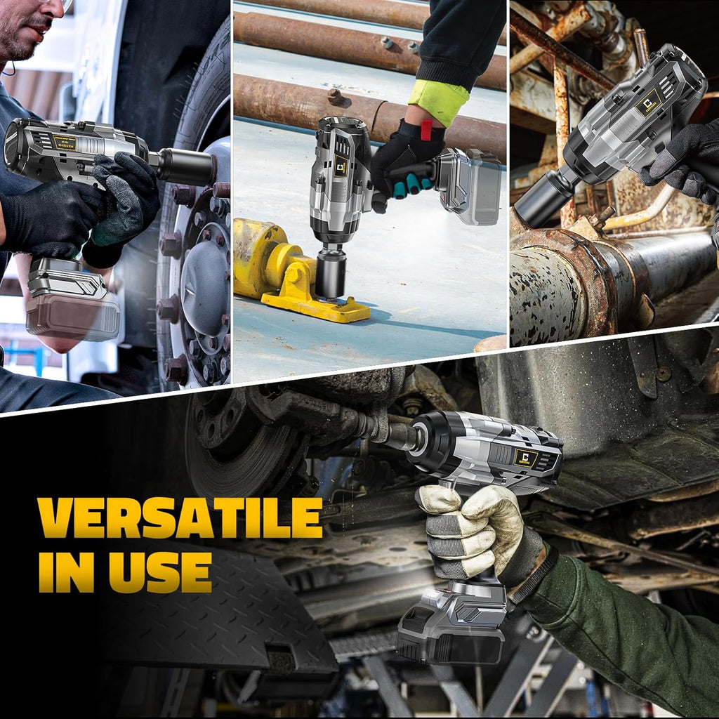 Cerycose Cordless Impact Wrench 1/2 inch Compatible with DeWalt 20V Battery: 1700FT-LBS High Torque Impact Wrench with 6 Sockets & Case - Brushless Electric Impact Gun LED Work Light, Bare Tool