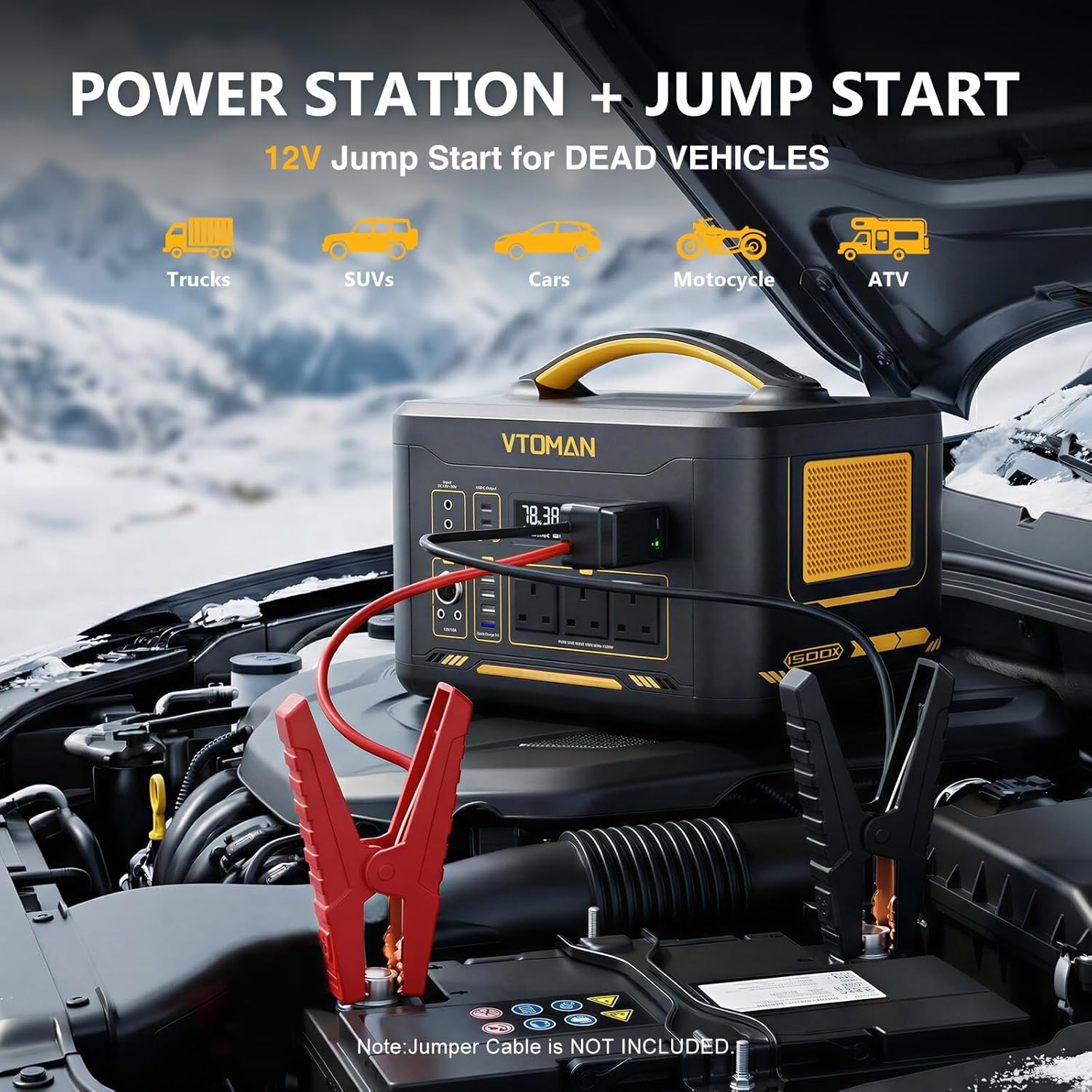 VTOMAN Jump 1500X Solar Generator with 110W Solar Panel, 828Wh Portable Power Station with 3 1500W (Peak 3000W) AC Outlets, 100W USB-C Output Fast Charge for Outdoor Camping, Home Backup, RV Travel