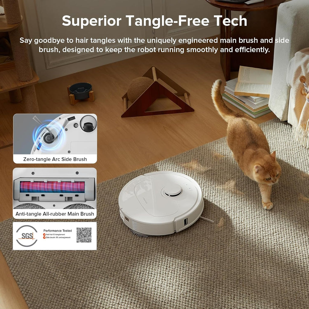 roborock Qrevo Series Robot Vacuum and Mop, 8000Pa Suction, Upgraded from Qrevo S, Anti-Tangle Brush, Smart Obstacle Avoidance, Auto Mop Washing, All-in-One Dock, 200RPM Spinning Mops, White(QV 35A)