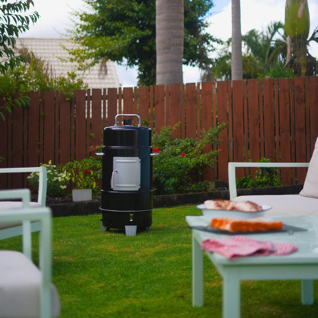 Grill Boss 4 Tier Vertical Freestanding Charcoal Smoker Portable BBQ Grill with Temperature Gauge for Outdoors, 564 Square Inch Cooking Area, Black