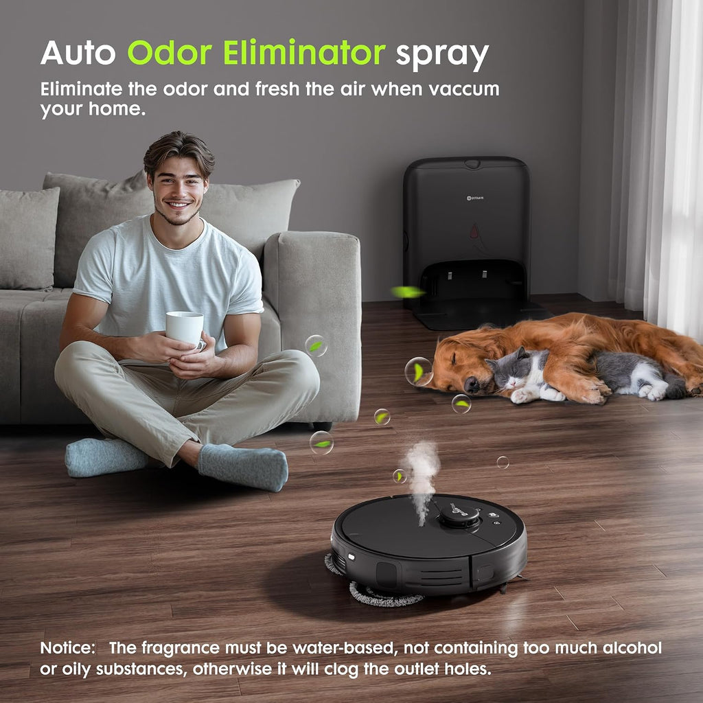 Robot Vacuum and Mop, V5 Tangle Cutter Technology for Pet Hair, 8500Pa Suction, Self Emptying Station for 75 Days, LDS Navigation, Pet Laser, Robotic Vacuums Cleaner for Floors, APP & Voice Control