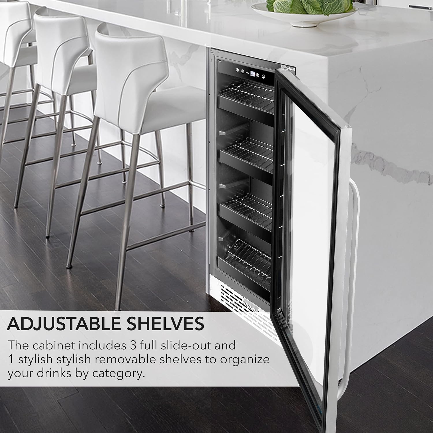 Whynter BBR-638SB Built-in Under Counter 12 inch Beverage Refrigerator and Cooler, Fridge with Glass Door, 2.0 Cubic Feet, Stainless, 75 Capacity