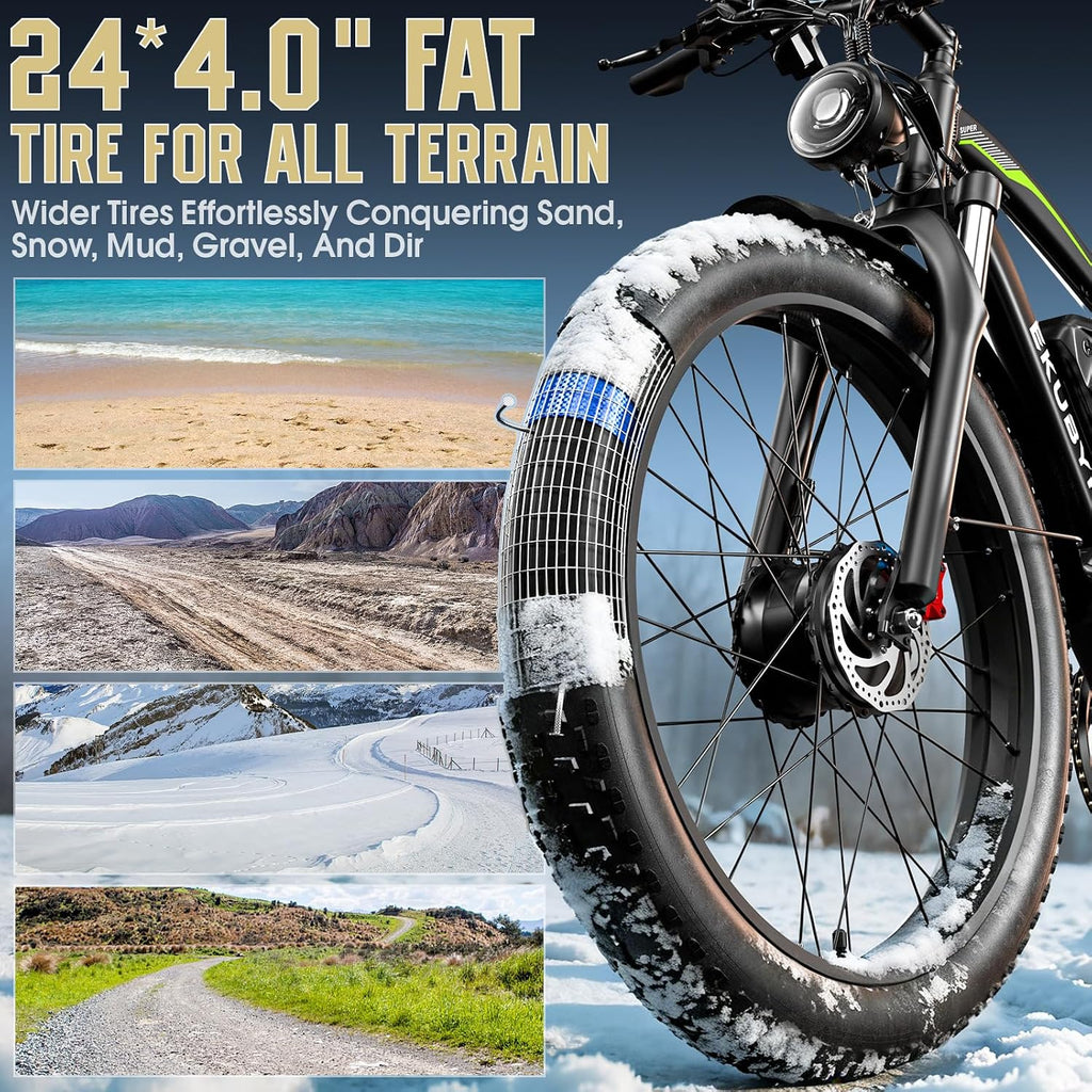 8000W Dual Motor Electric Bike for Adults, 48MPH Fast Ebike with 52V 36Ah Removable Battery, Up to 100 Miles Long Range, 24/26 Inch Fat Tire, Shimano 7-Speed, Shock Absorber Commuter E-Bike