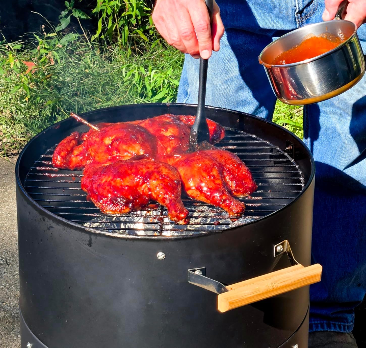 20.5' Smoker grill XXL built in thermometer Air vent 2 pcs doors Multi-Layer heavy duty Smoke BBQ with Rib hanger set with 4 Hooks Parties backyard