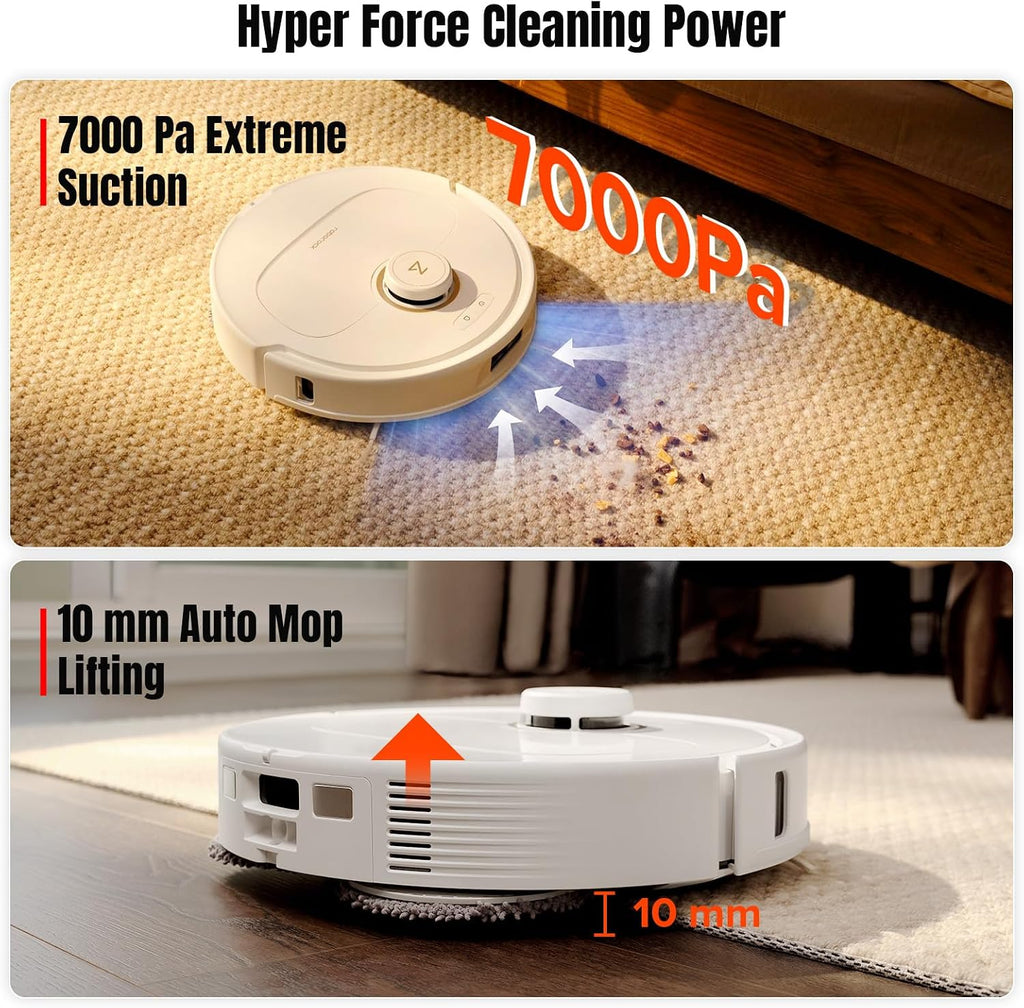 roborock Qrevo MaxV Robot Vacuum and Mop, FlexiArm Design, Hot Water Re-Wash & Re-Mop, Auto-Drying, Self-Emptying, 7000Pa Suction, Built-in Voice Assistant, Smart Obstacle Avoidance(Refurbished)