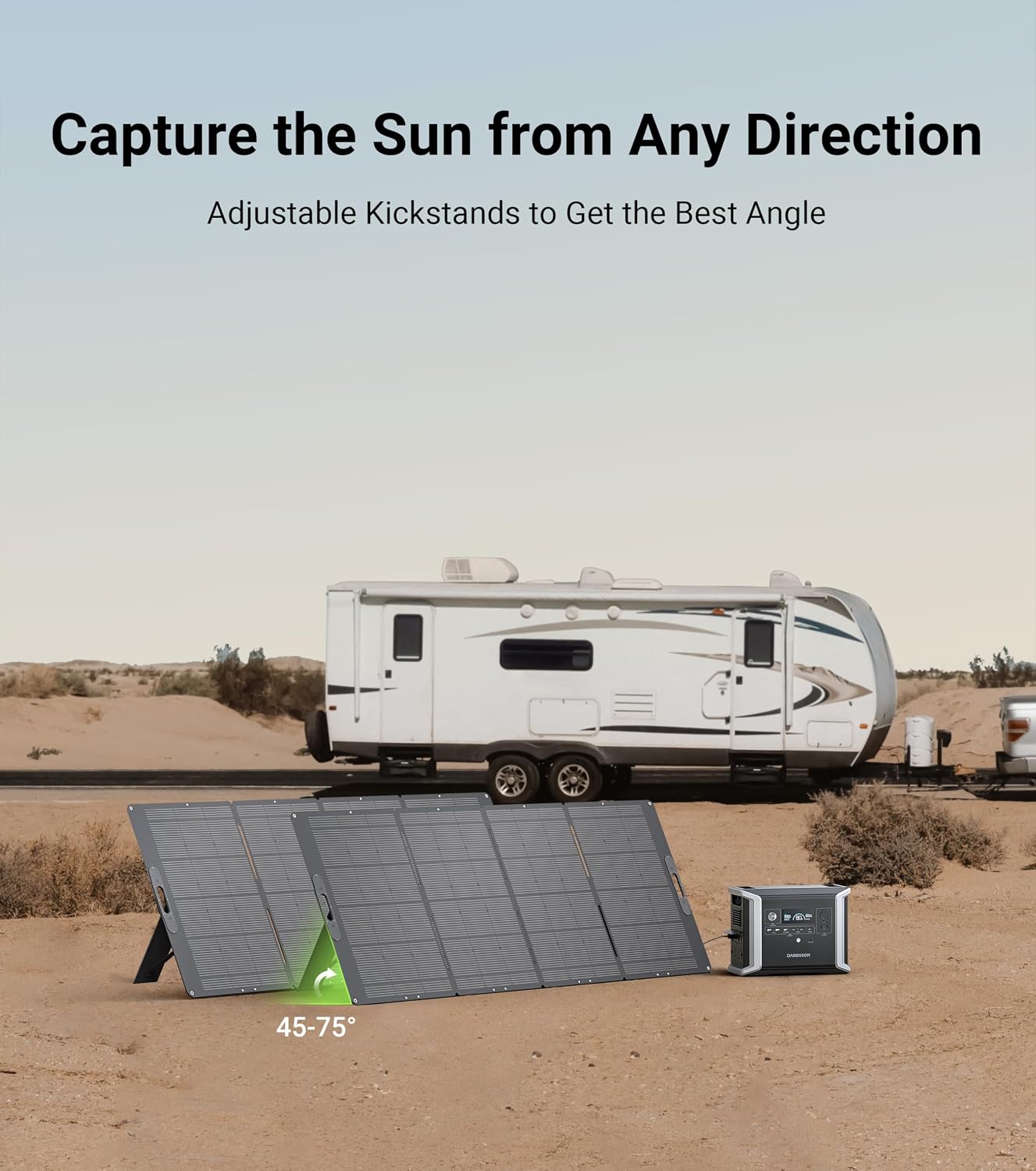 Dabbsson 420Watt Portable Solar Panel for Power Station, Foldable Solar Charger with Adjustable Kickstand, High-Efficiency Monocrystalline PV Module, Waterproof IP65 for Outdoor Camping, RV, Blackout