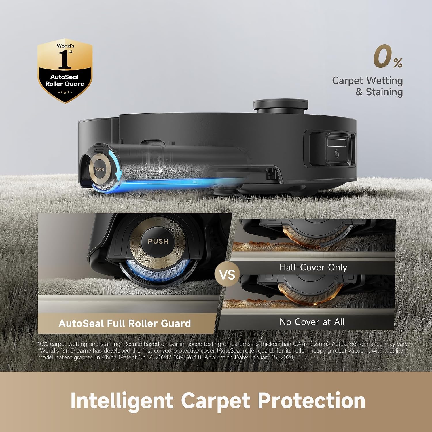 DREAME Aqua10 Roller AE Robot Vacuum, Roller Mop Fresh Water Mopping, Carpet-Safe Roller Guard, Auto-Empty, 30,000Pa Suction, 212℉ Hot Water Mop Washing, Hot Air Drying, 100% Detangling, Voice Control