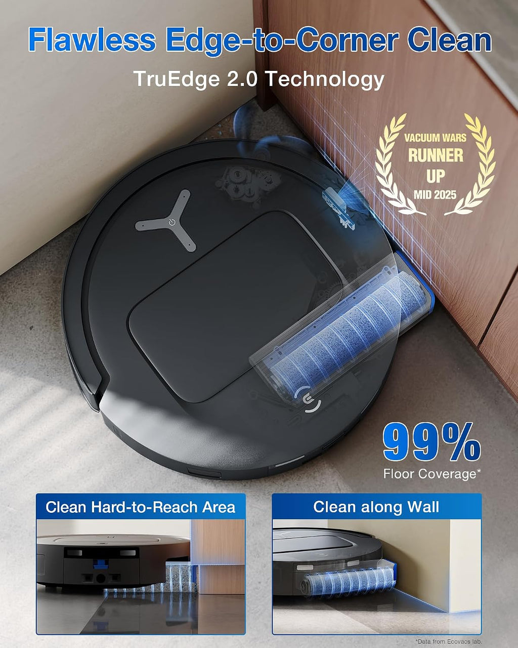 ECOVACS DEEBOT T80 Omni Robot Vacuum and Mop, Instant Self-Cleaning OZMO Roller Mop, TruEdge Deep Cleaning, AI Navigation, 18,000Pa Suction and ZeroTangle 3.0 for Pets and Carpets