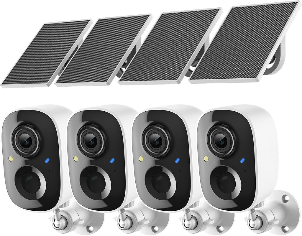2K FHD Security Camera Wireless Outdoor Cameras for Home Security,AI Human Detection,Instant Alert,Color Night Vision,SD/Cloud Storage,Solar/Battery Powered,2.4G WIFI Only,Spotlight,Siren Alarm,4 Pack
