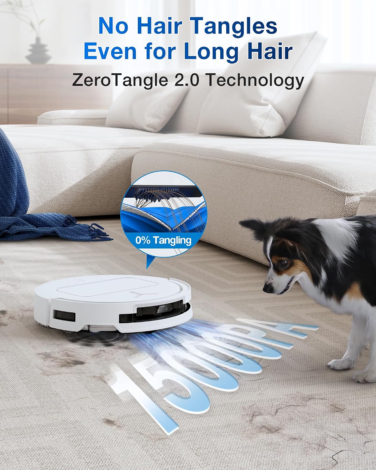 ECOVACS DEEBOT T50 PRO Omni Robot Vacuum and Mop, 3.19' Ultra-Slim, 15,000Pa Suction, ZeroTangle 2.0, TruEdge Edge Cleaning, AIVI 3D Obstacle Avoidance, Auto Mop Wash & Dry, Self-Emptying,White