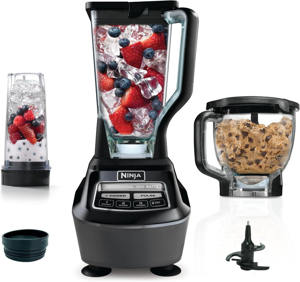 Ninja Kitchen System | All-in-One Food Processor & Blender for Smoothies | Includes Pitcher, Travel Cup, & 8-Cup Bowl | Makes Salsa, Dough, Shakes, & Frozen Drinks | 120 Volts | Black | BL770AMZ