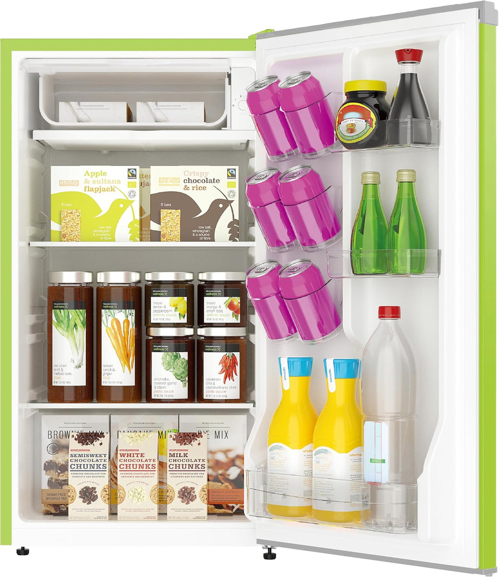 ARCTIC CHEF Mini Refrigerator-Freezer Compartment-Adjustable Thermostat Control-Reversible Doors-Ideal for Dorm, Office, RV, Garage, Apartment-LIME, 3.2 CU.FT