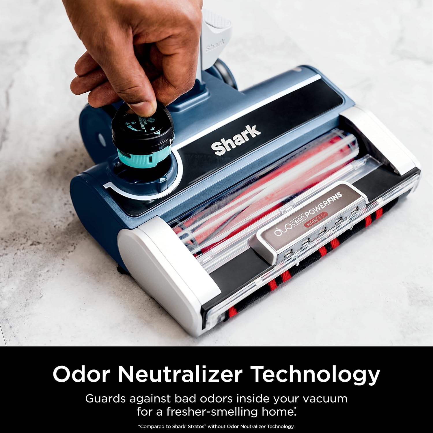 Shark HZ3002 Stratos Ultralight Corded Stick Vacuum with DuoClean PowerFins HairPro, Self-Cleaning Brushroll, & Odor Neutralizer Technology, Navy (Renewed)
