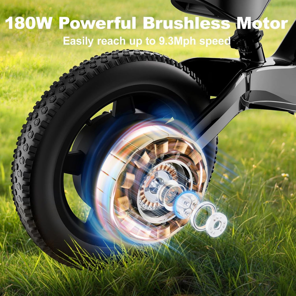 YunTopKids Electric Balance Bike for Kids Ages 3-5, 12 Inch Tires,Safe Start,3 Speeds up to 9.3 MPH,LCD,180W 24V Kids Electric Bike with Adjustable Seat,Fast Charger,LED Light