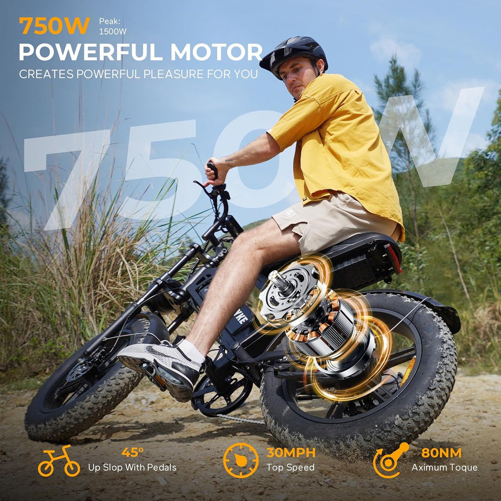 Tamobyke V20 Series Moped 750W/1500W Electric Bike for Adults,28mph/30mph/33mph Ebike&25-68Miles PAS Range,48V15.6ah/18.2ah/ (874Wh) Larger Battery, 20'' Fat Tire Electric Bike,UL 2849 Certified.