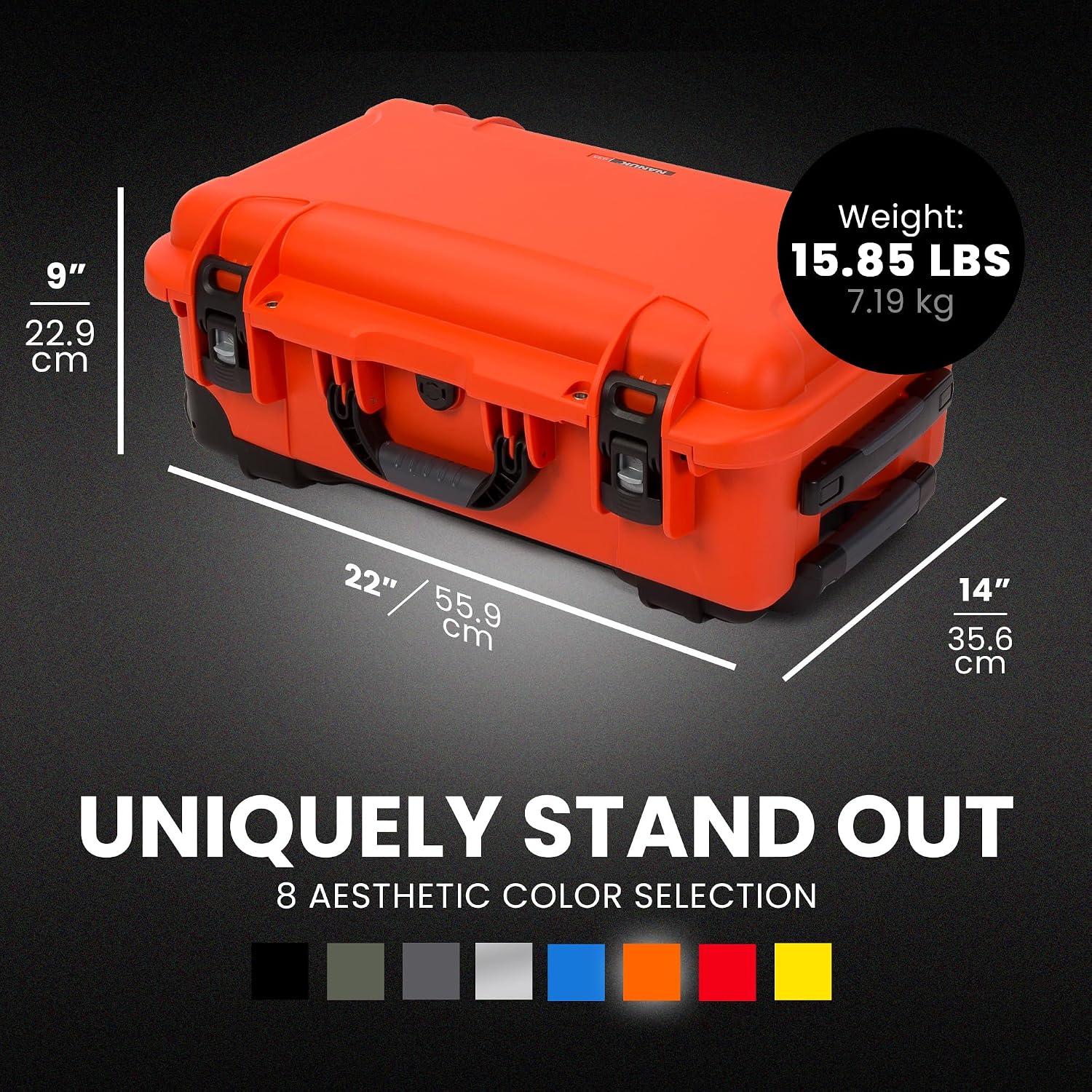 NANUK 935 Pro Photo Kit – Waterproof Travel Camera Hard Case with Padded Dividers and Wheels, 22' x 14' x 9' - Dustproof and Impact Resistant, Airline Carry-On Approved – Orange