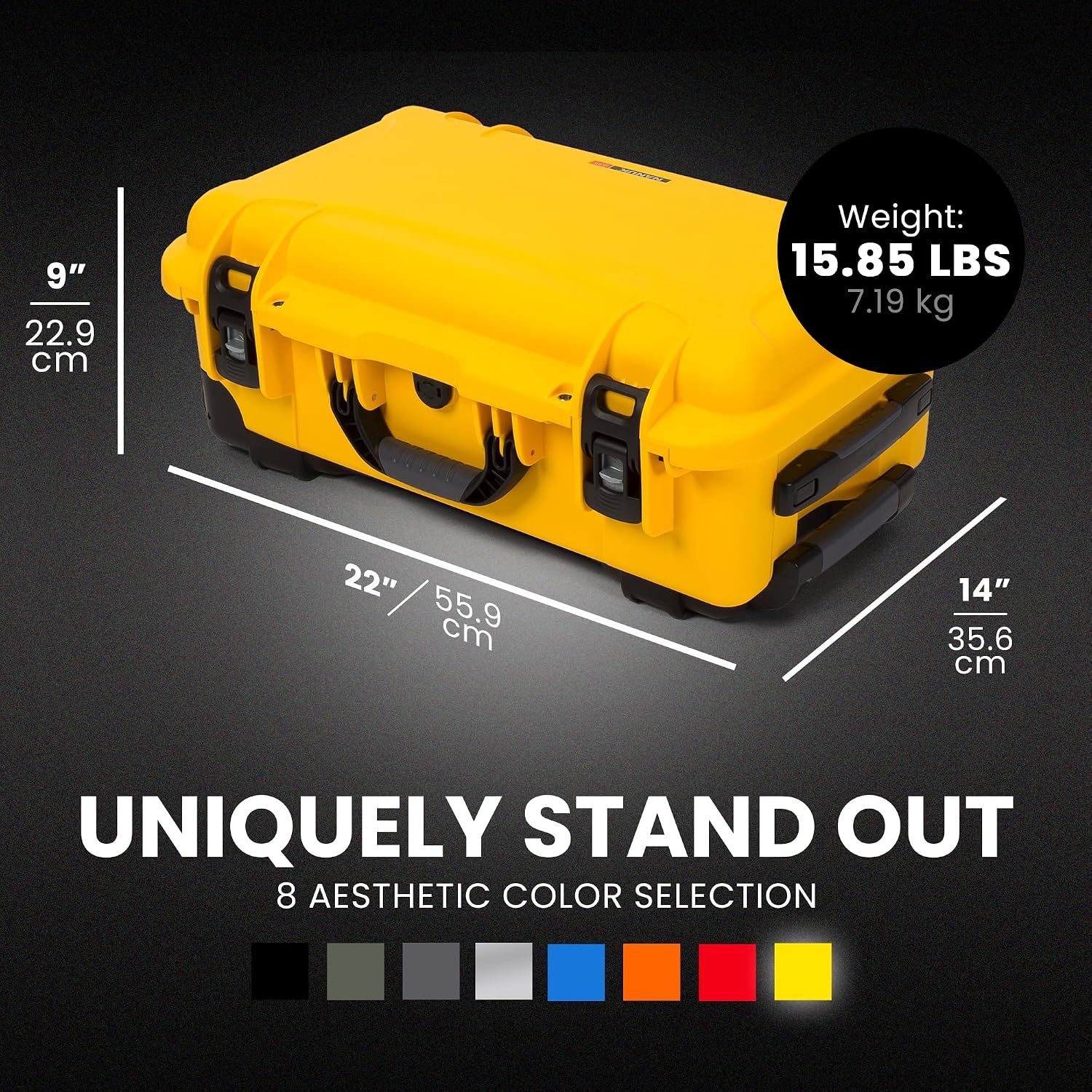 NANUK 935 Pro Photo Kit – Waterproof Travel Camera Hard Case with Padded Dividers and Wheels, 22' x 14' x 9' - Dustproof and Impact Resistant, Airline Carry-On Approved – Yellow