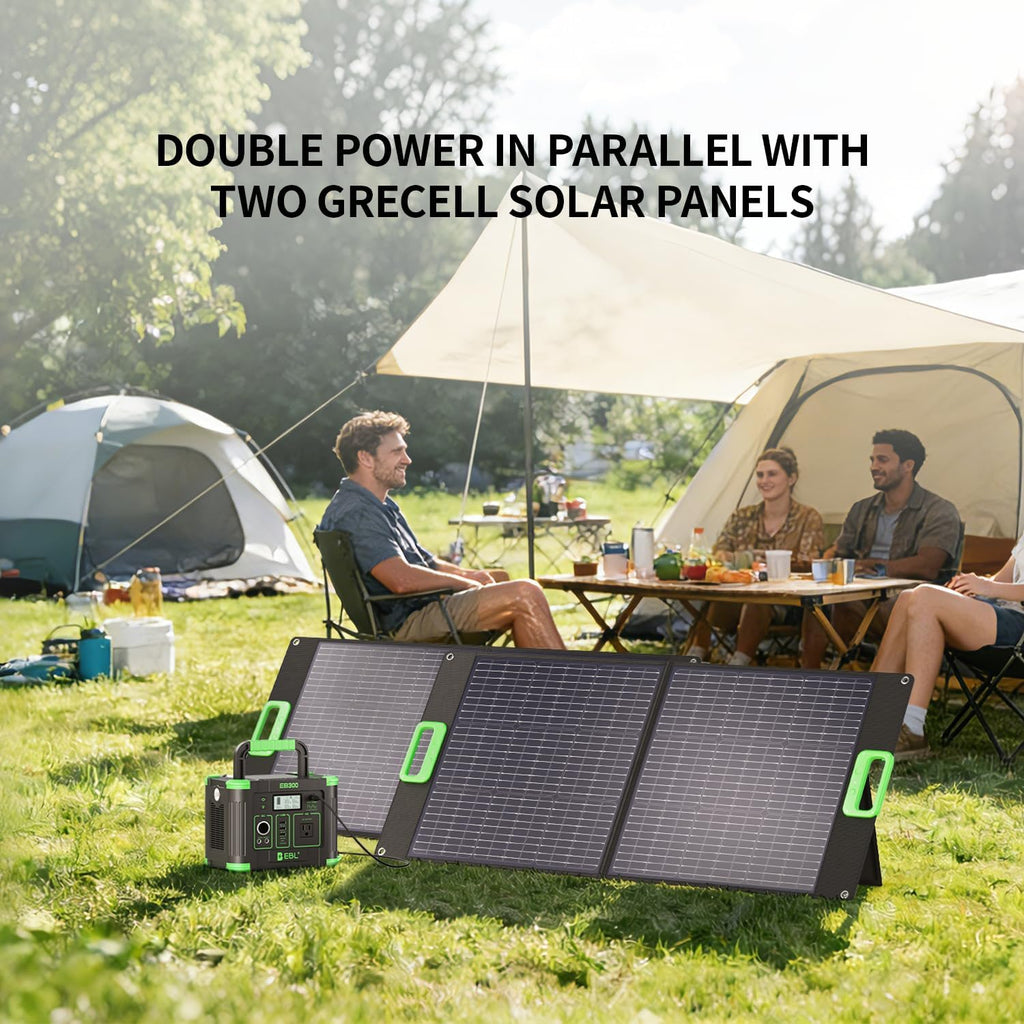 300W Portable Power Station with 100W Foldable Solar Panel, 288Wh Solar Generator AC Outlet, MC-4 Solar Battery Charger, 60W USB-C PD Fast Charging for Outdoor Camping, Home Emergency, RV Travel, Van
