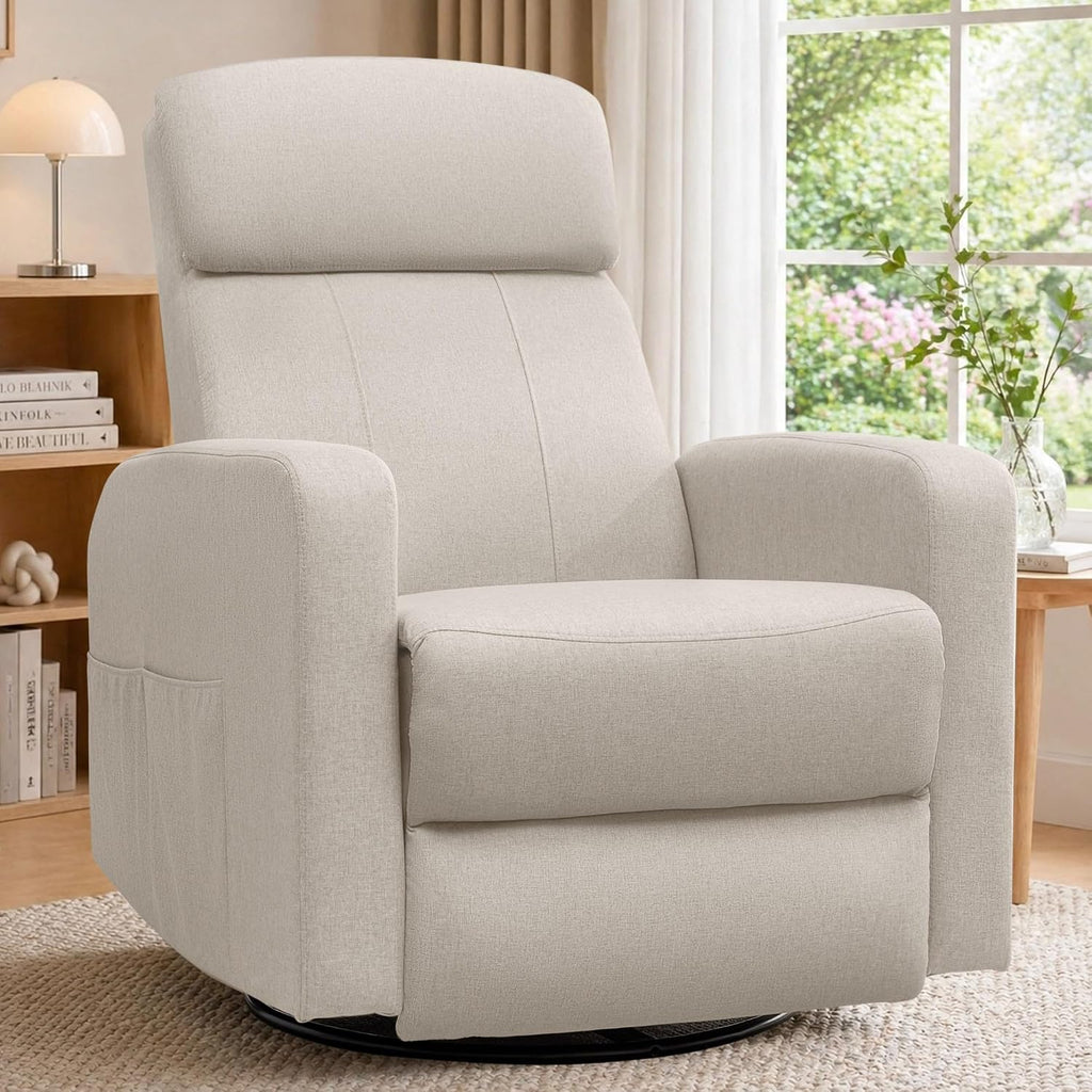 Korser Power Swivel Recliner Chairs for Adults, Electric Glider Rocking Chair Nursery, Glider Recliner Nursery Chair with Classified Side Pocket, Nursery Rocking Chairs with USB and Type-C Ports
