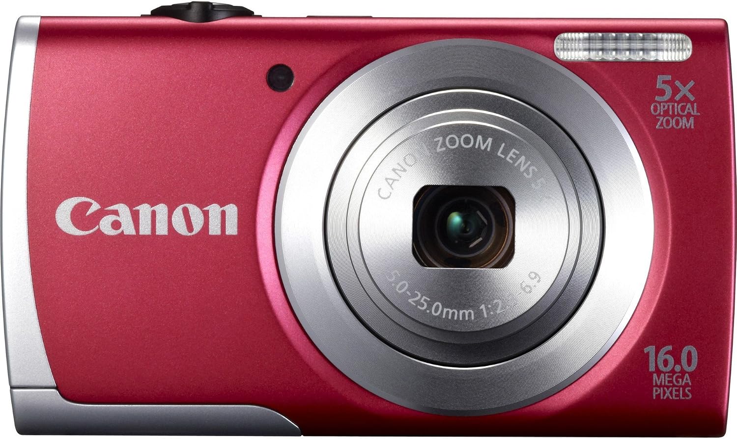 Canon 8255B001 16.0 Megapixel Powershot(R) A2500 Digital Camera (Red) 6.20In. X 4.90In. X 2.20In. (Renewed)
