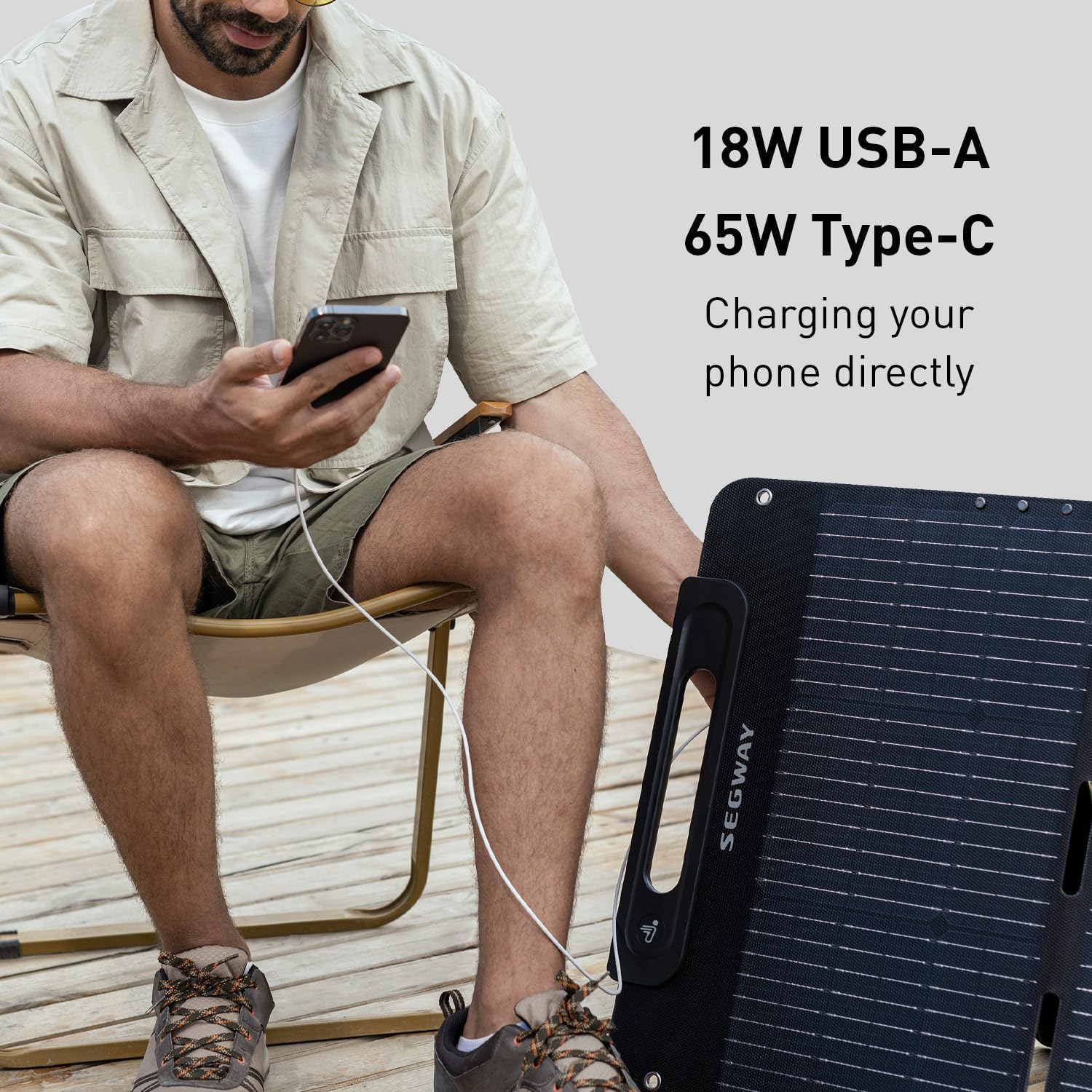Segway SP200 Portable Solar Panel 200 Watt 20 Volt, High Efficiency Monocrystalline PV Module Power Charger for RV Rooftop Farm and Camping Hiking Off-Grid Living, Compatible with Segway Cube Series