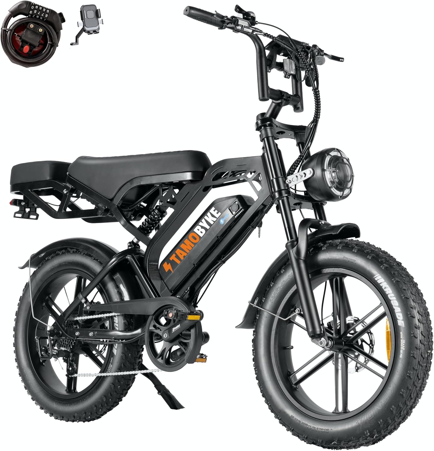 Tamobyke V20 Series Moped 750W/1500W Electric Bike for Adults,28mph/30mph/33mph Ebike&25-68Miles PAS Range,48V15.6ah/18.2ah/ (874Wh) Larger Battery, 20'' Fat Tire Electric Bike,UL 2849 Certified.