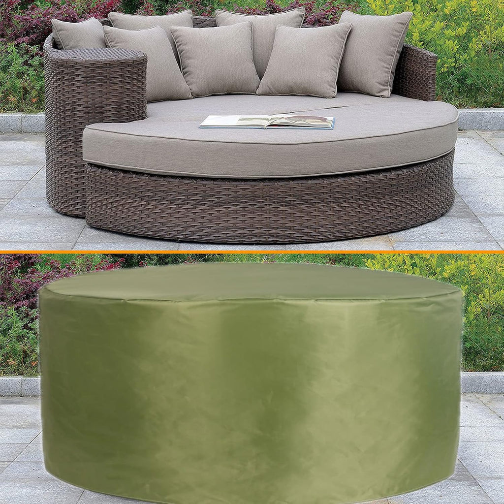 YSUEFIJO Patio Furniture Cover Grass Green 146x39in Garden Furniture Covers Waterproof Round Table Cover 420D Oxford Fabric Anti-UV Tear-Resistant Easy to Clean for Sofa Dining Table and Chairs