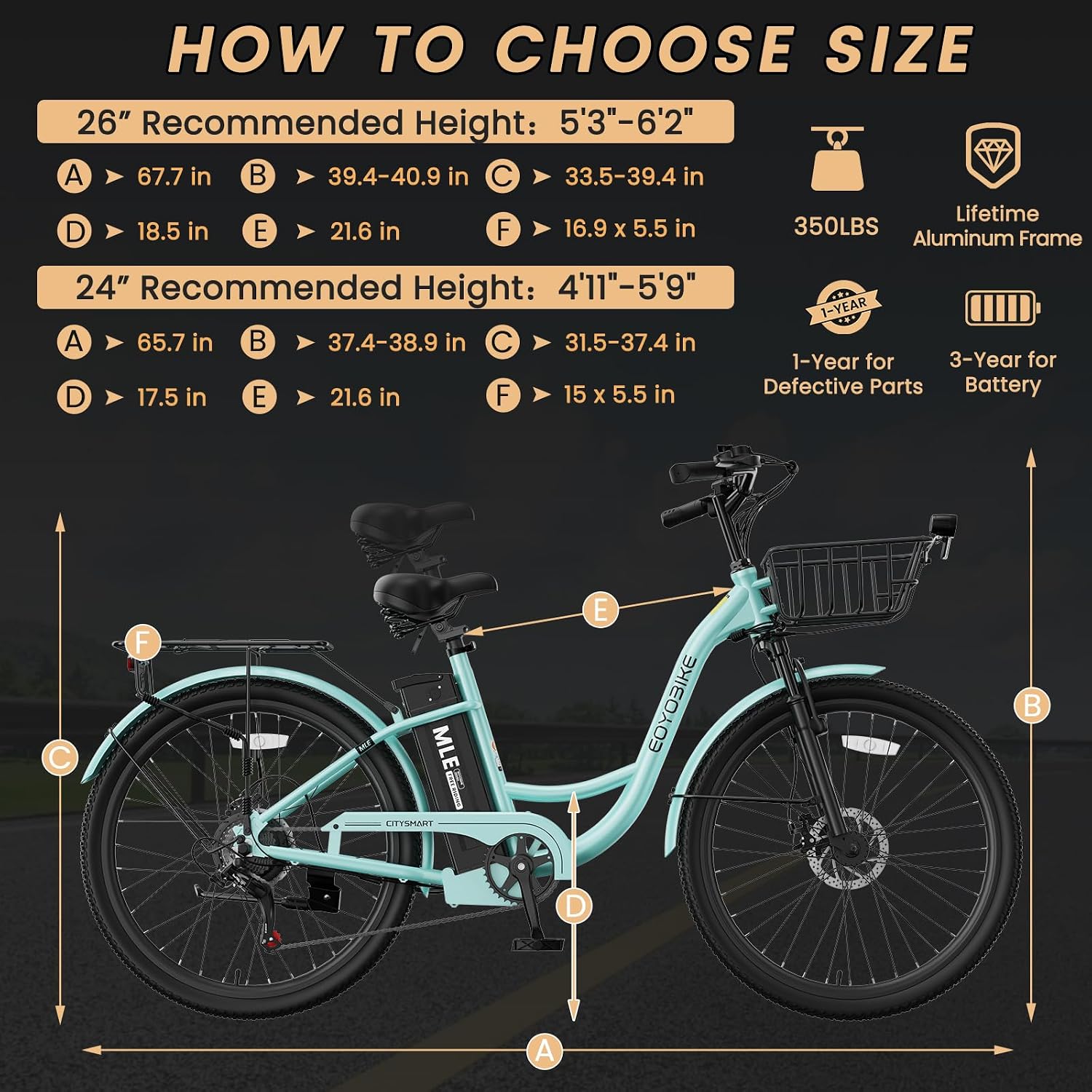 MOONCOOL Electric Bike for Adults, 700W Peak Power 7 Speed Step Through Electric Cruiser Bike, 40 Miles Electric Bicycle with 36V 10.4Ah Battery, Aluminum Frame City Commuter E Bikes for Women, Men