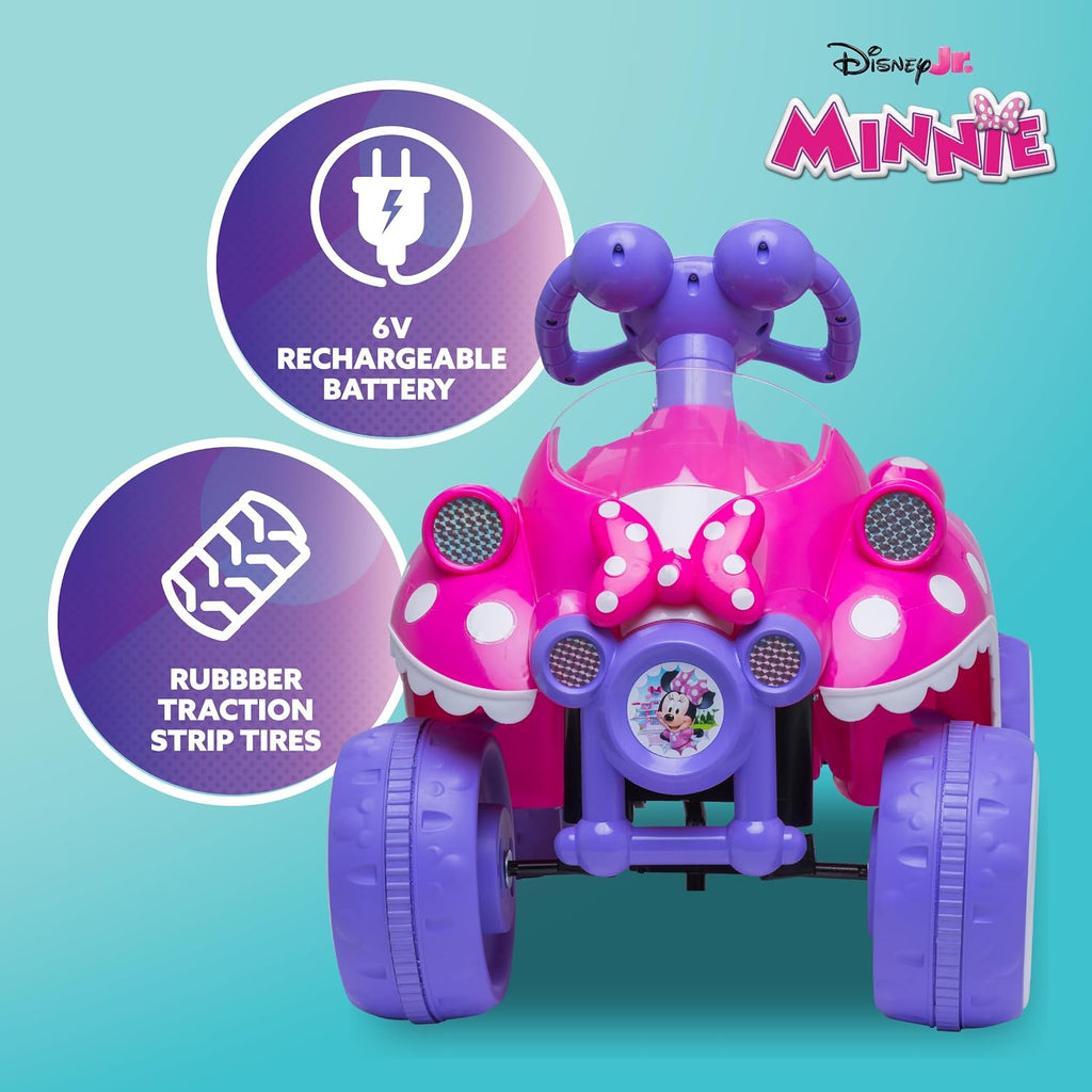 Kid Trax Toddler Disney Minnie Mouse Quad Ride-On, Kids 18-30 Months, 6V Battery and Charger Included, Max Weight 45 lbs, Hot Pink