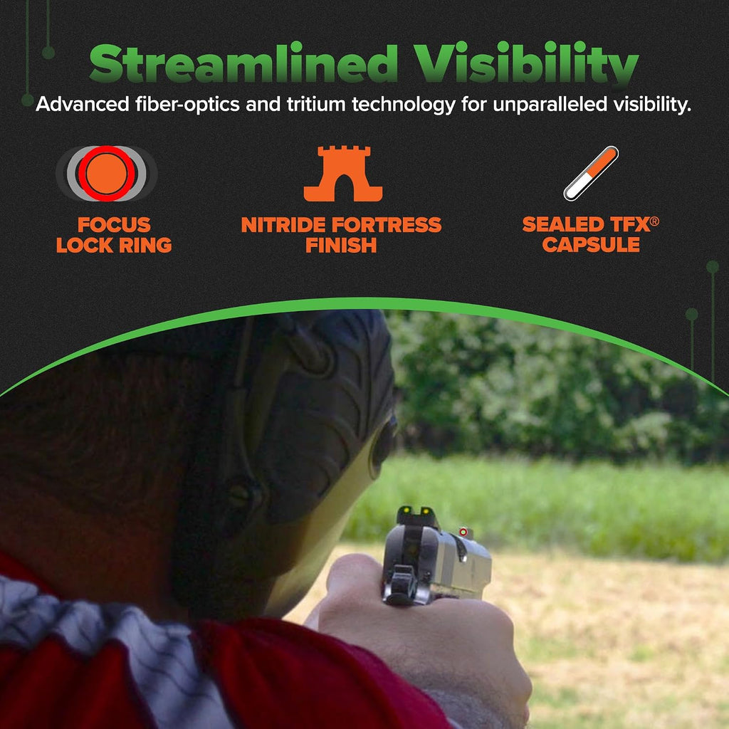 Truglo TFX PRO Handgun Sight, Glowing Shock Proof Tritium and Fiber Optic Night Sight for Handguns, Compact, Durable, and Snag Free Sight
