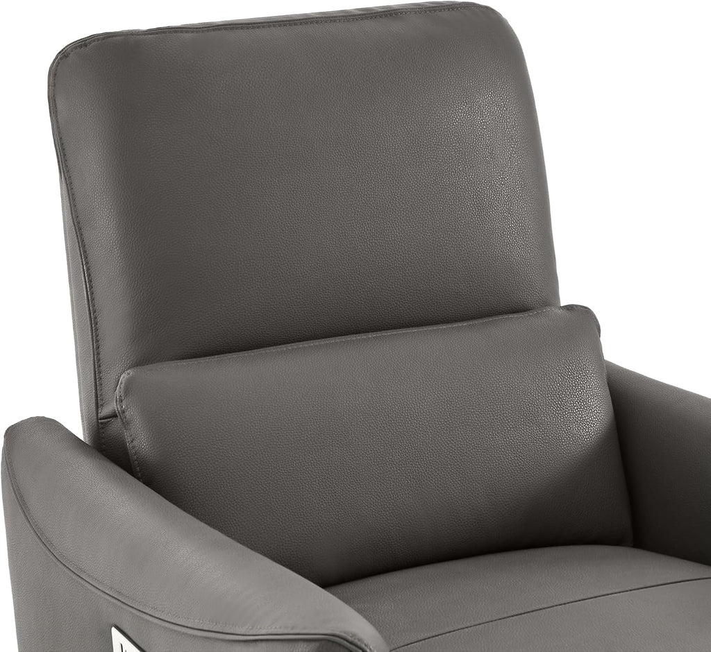 CHITA Power Recliner Chair Swivel Glider, FSC Certified Upholstered Faux Leather Living Room Nursery Reclining Sofa Chair with Lumbar Support, Charcoal