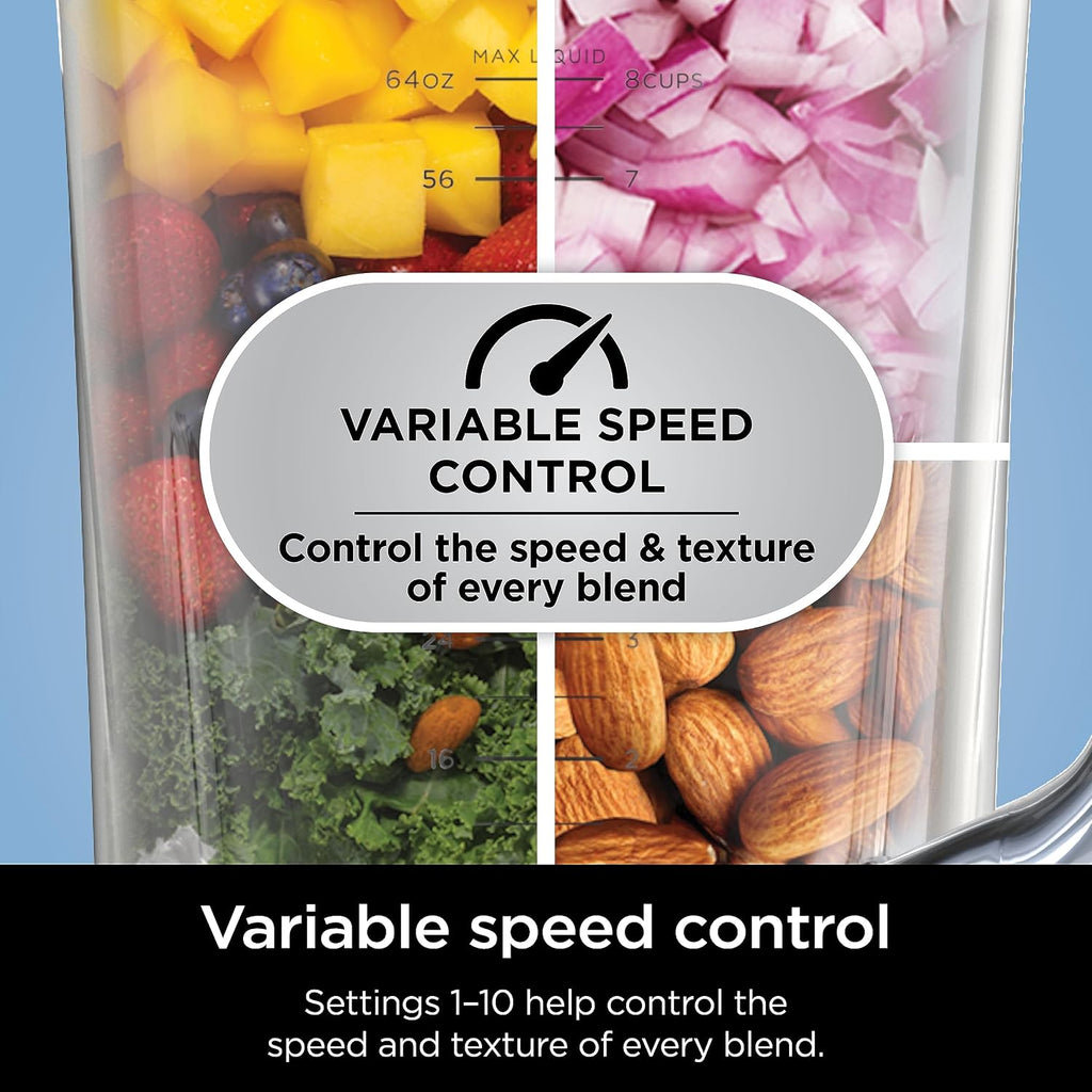 Ninja Full Size Blender I All-in-One | Best for Smoothies, Frozen Drinks, Shakes, Veggie Chopper & More | BlendSense Technology I 72 oz. Pitcher | 1800 Peak Watt | Silver | TB201