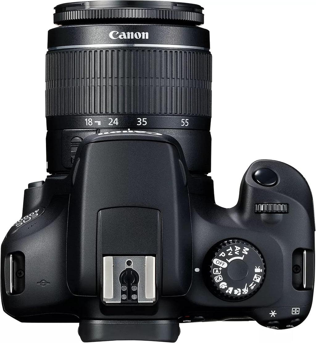 Canon EOS 4000D / Rebel T100 DSLR Camera w/EF-S 18-55mm F/3.5-5.6 Zoom Lens + 64GB Memory, LED Video Light, Filter, Tripod and More (Renewed)