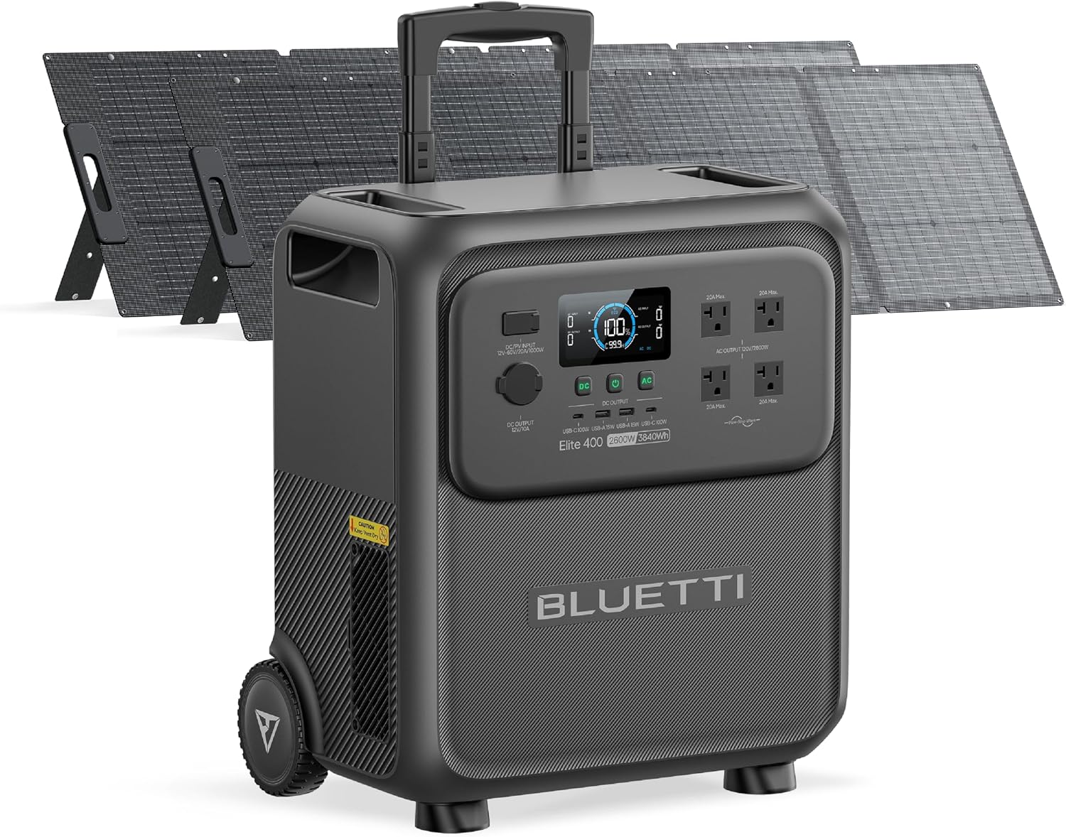 BLUETTI Elite 400 Solar Generator with 2×200W Solar Panels Included (Ship Separately), 3840Wh LFP Batttery Backup with 2600W AC Outlets (3900W Power Lifting) for Home Backup, Outage, RV Life, Camping