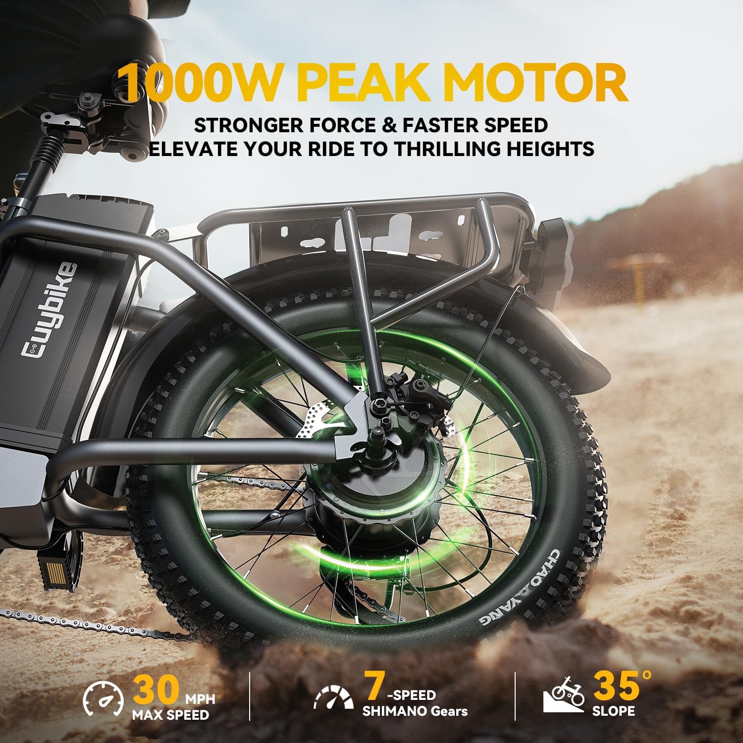 EUYBIKE1000W Folding Electric Bike for Adults,30mph Max Speed, 15AH Removable Battery Ebike, 20' 3 Fat Tire Electric Mountain E Bike with 7-Speed,Adult Electric Bicycles for Commute Beach Snow Blueb…