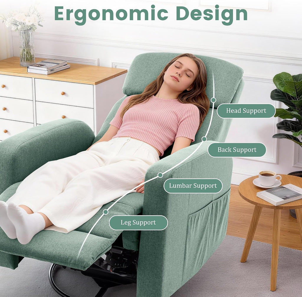 Korser Power Swivel Recliner Chairs for Adults, Electric Glider Rocking Chair Nursery, Glider Recliner Nursery Chair with Classified Side Pocket, Nursery Rocking Chairs with USB and Type-C Ports