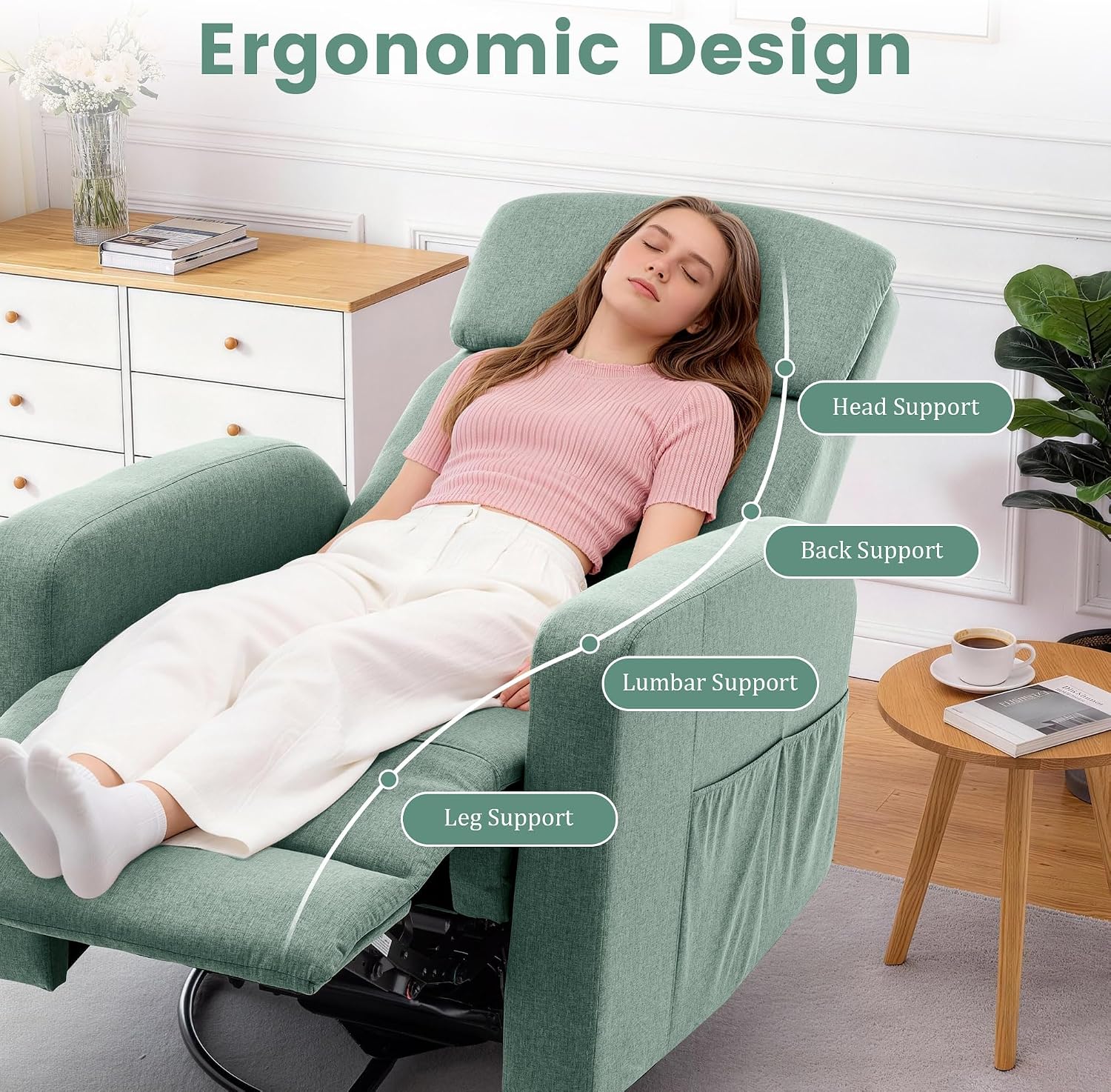Korser Power Swivel Recliner Chairs for Adults, Electric Glider Rocking Chair Nursery, Glider Recliner Nursery Chair with Classified Side Pocket, Nursery Rocking Chairs with USB and Type-C Ports