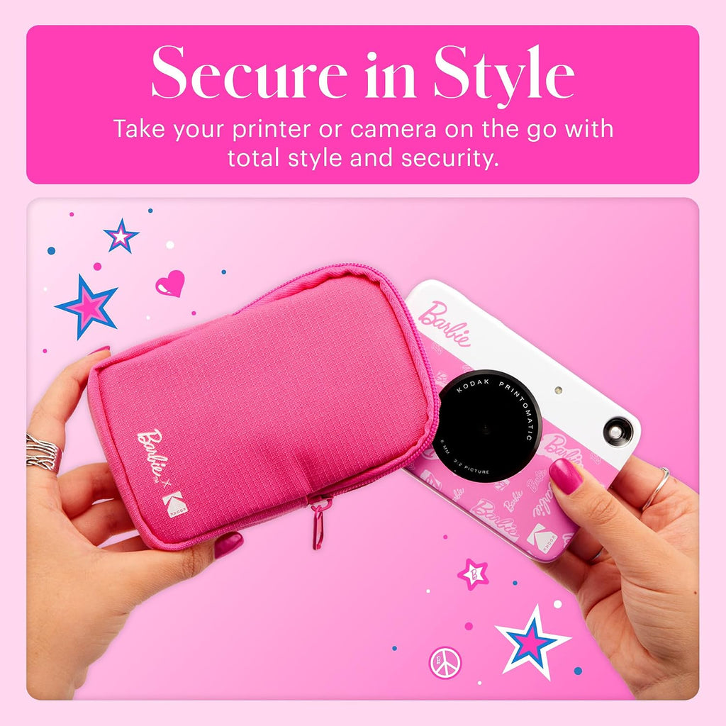 Kodak x Barbie Printomatic Full-Color Instant Print Digital Camera Barbie Deluxe Bundle (Signature Style)+ Barbie Deluxe Camera Case + Barbie Photo Album + Zink Paper (20 Sheets)