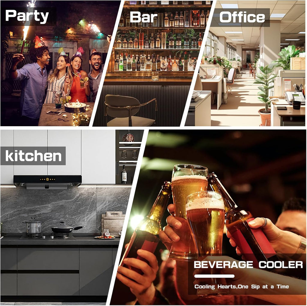 Erivess 3.0 Cubic Feet/105 Can Beverage Refrigerator,28 Inch Fridge with Adjustable Shelve & LED Display for Soda Beer or Wine, Drink Refrigerator for Home Bar Office(Silver)