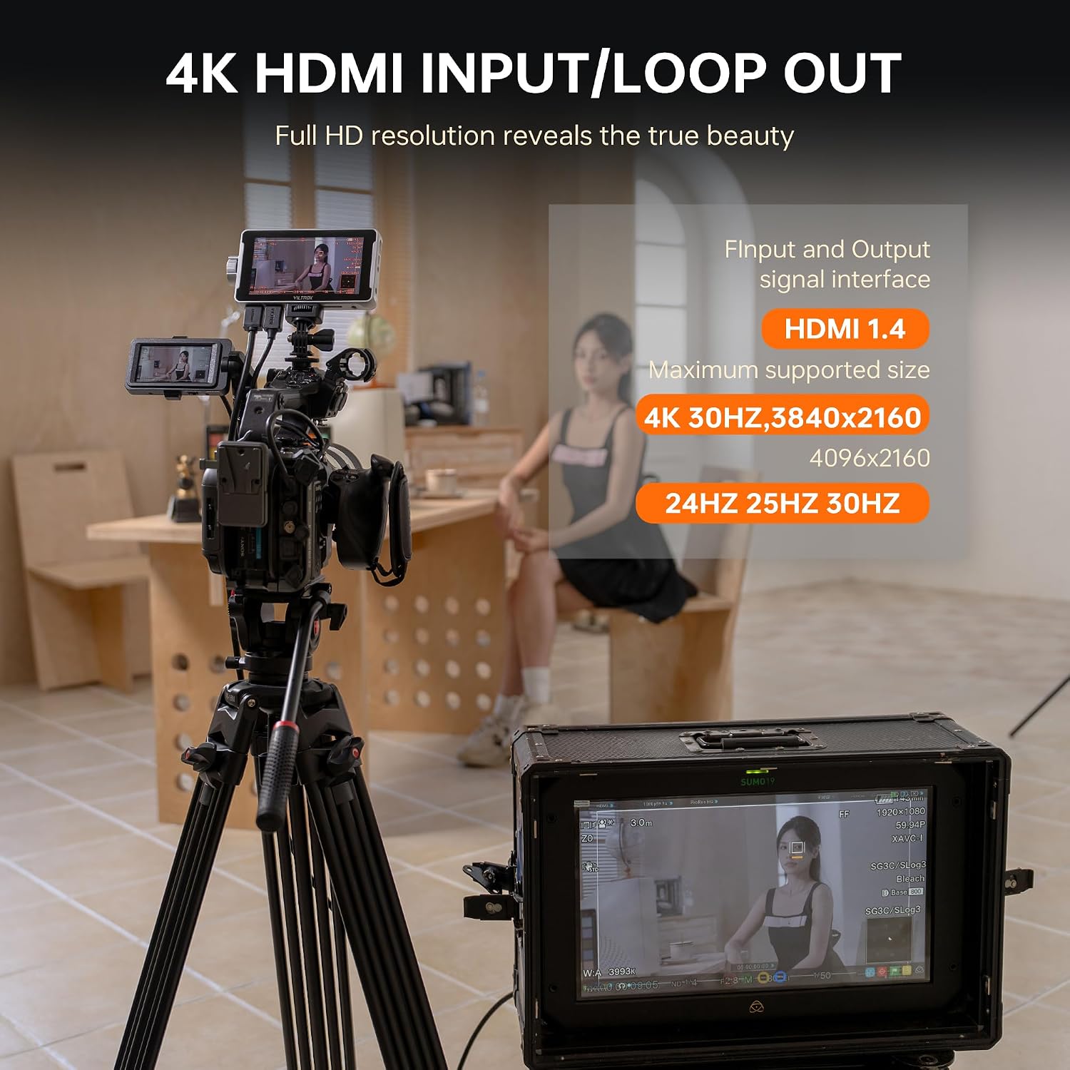 VILTROX DC-V1 5.5' Touchscreen Camera Field Monitor DSLR Monitor with 3D LUT Waveform 400Nits 160° Wide View Angle 1920X1080 IPS 4K HDMI Loop in/Out Video Peaking Focus Assist, Battery/Sunshade Hood