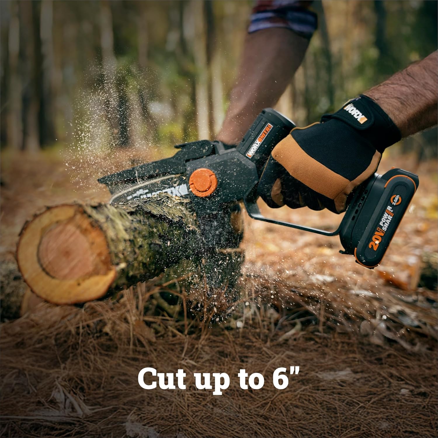 Worx 20V Cordless 5' Pruning Saw, Brushless Mini Chainsaw Cordless, Lightweight Electric Chainsaw 33 ft/s, Handheld Battery Chainsaw w/Tool-Less Chain Replacement Power Share WG325.9 – Tool Only