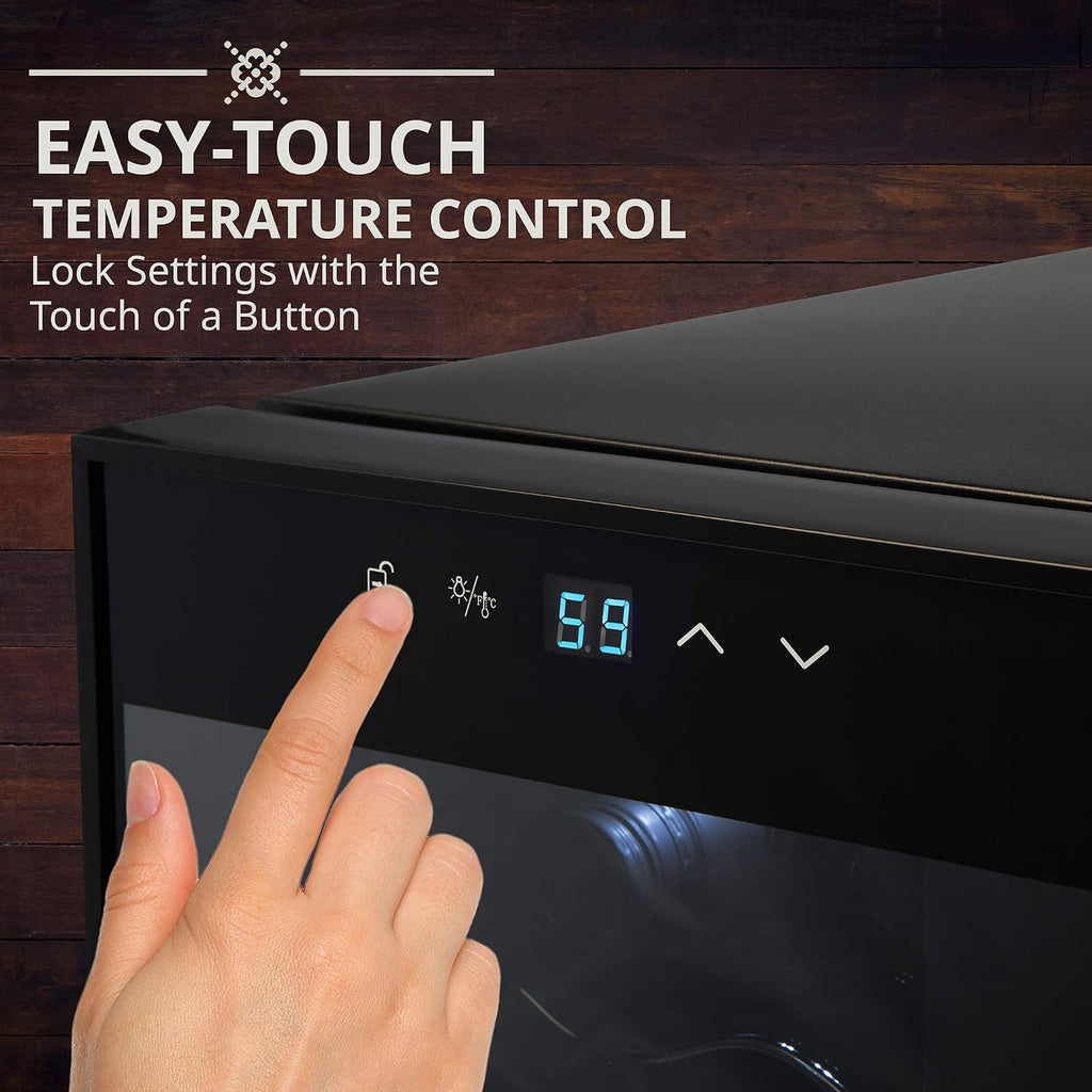 Ivation 24 Bottle Compressor Wine Cooler Refrigerator w/Lock | Large Freestanding Wine Cellar For Red, White, Champagne or Sparkling Wine | 41f-64f Digital Temperature Control Fridge Glass Door Black