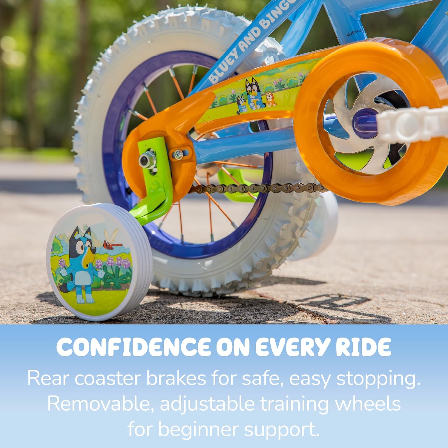Bluey 12 Inch Kids Bike by Dynacraft for Boys and Girls with Training Wheels, Coaster Brake, Sturdy Frame, Easy Assembly, Fun Bluey Design, Beginner Toddler Bicycle
