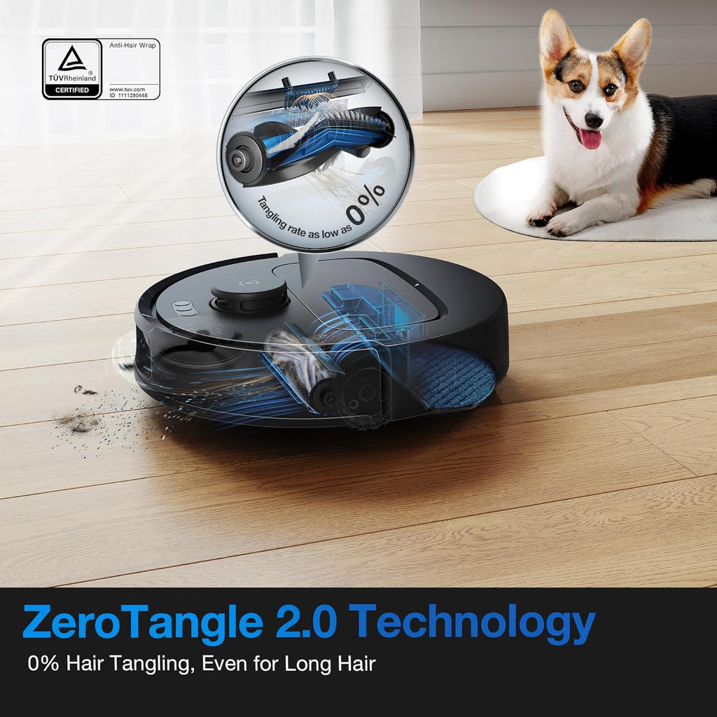 ECOVACS DEEBOT N20e Plus Robot Vacuum and Mop, 10000Pa Suction, Self-Emptying Bagless Base, Tangle-Free for Pet Hair, Smart Mapping, 300 Min Runtime, Alexa, Hardwood/Carpet/Tile