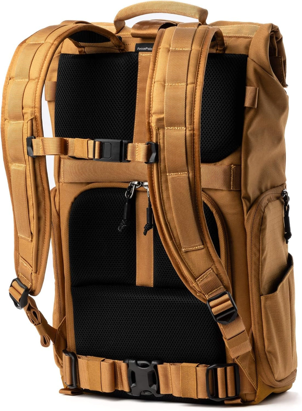 Think Tank FocusPoint 30L RollTop Camera Backpack - Golden Hour: Expandable Travel & Camera Backpack with Laptop Sleeve, Quick Side and Back Access, Rain Cover – Versatile Photography & Travel Bag