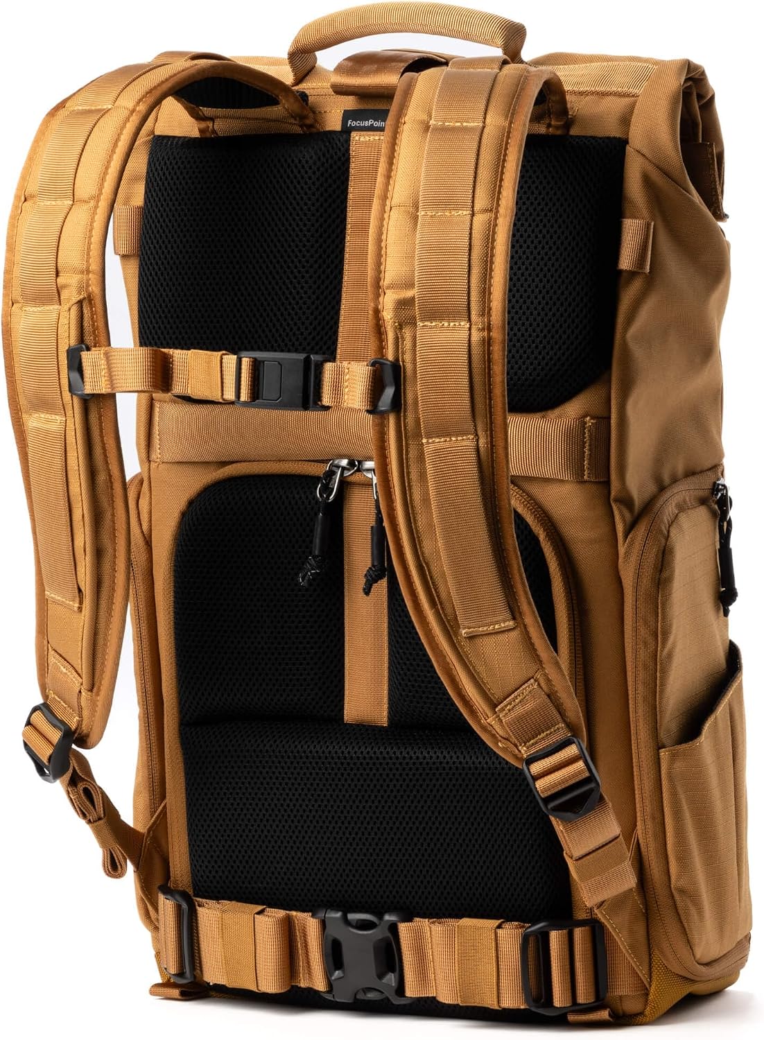Think Tank FocusPoint 30L RollTop Camera Backpack - Golden Hour: Expandable Travel & Camera Backpack with Laptop Sleeve, Quick Side and Back Access, Rain Cover – Versatile Photography & Travel Bag