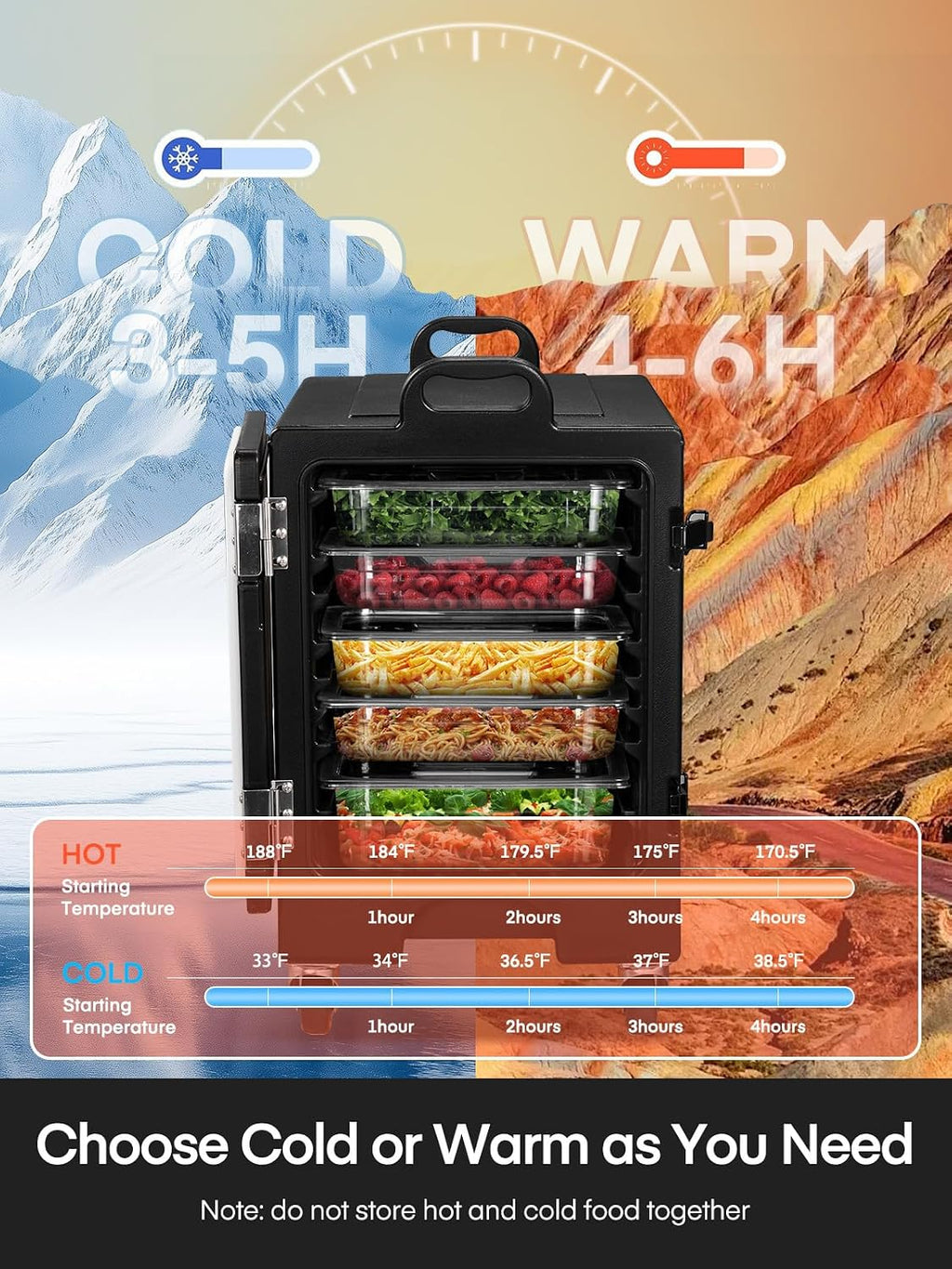 Hot Box for Catering, 82QT Portable Food Warmer w/Wheels, LLDPE Insulated Food Pan Carrier, Food Box Carrier w/Double Buckles, Handles, Stackable Food Warmer Box for Parties Buffet, Restaurant